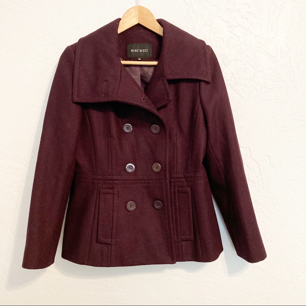 Nine West Purple Wool Blend Peacoat 10P